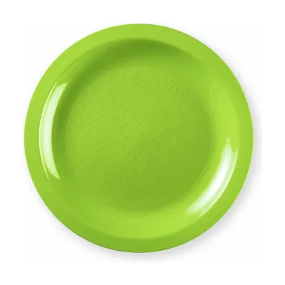 Piatti da dessert tondi riutilizzabili in polipropilene verde acido Ø 18,5 cm - 10 pz