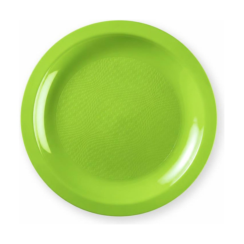 Piatti da dessert tondi riutilizzabili in polipropilene verde acido Ø 18,5 cm - 10 pz