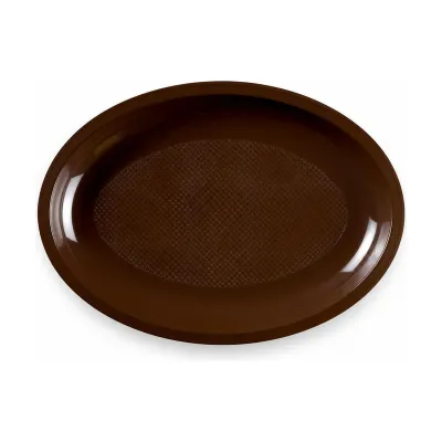 Piatti ovali grandi riutilizzabili in polipropilene cioccolato 31,5 cm - 10 pz