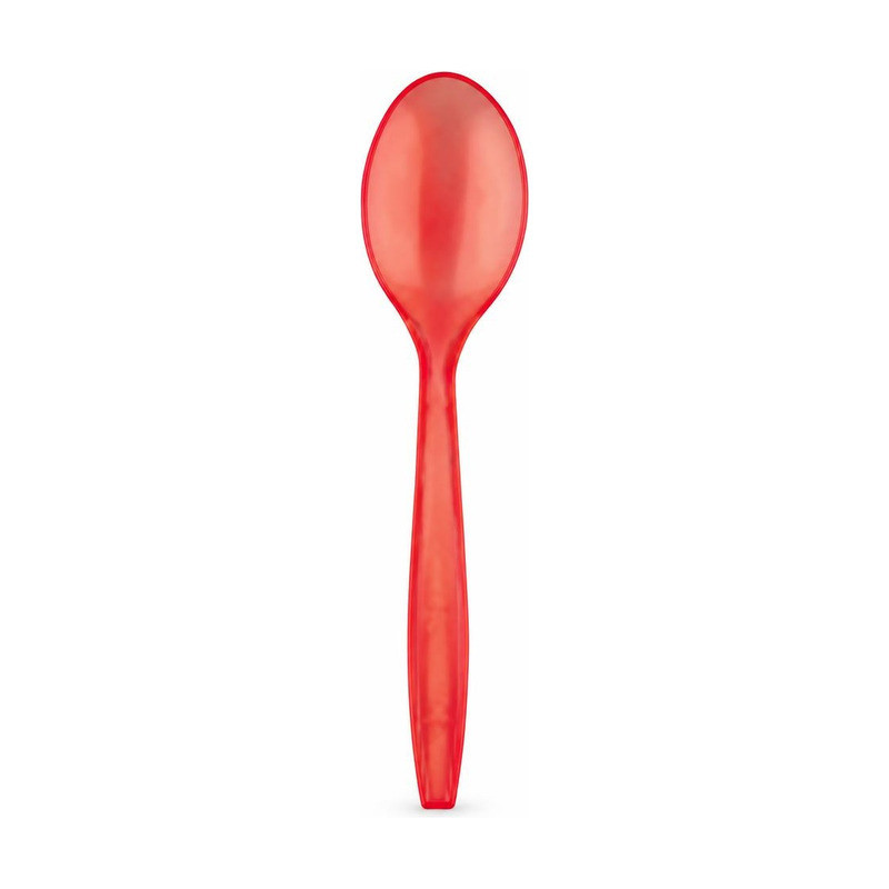 Cucchiai di plastica riutilizzabili Luxury rossi trasparenti 19 cm - 50 pz