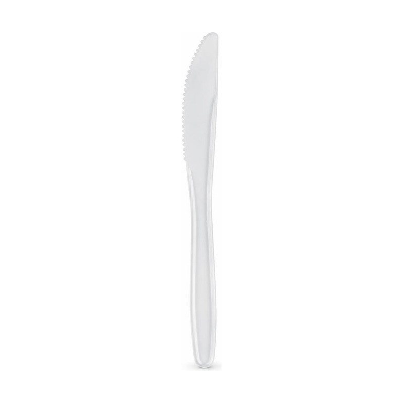 Coltelli di plastica bianchi medi pesanti in PP 17,5 cm - 100 pz