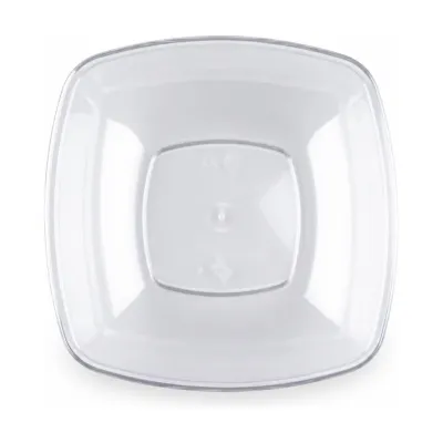 Piatti fondi quadrati riutilizzabili in polistirene trasparenti 18x18 cm - 12 pz