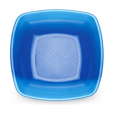 Piatti fondi quadrati riutilizzabili in polistirene blu trasparenti 18x18 cm - 25 pz