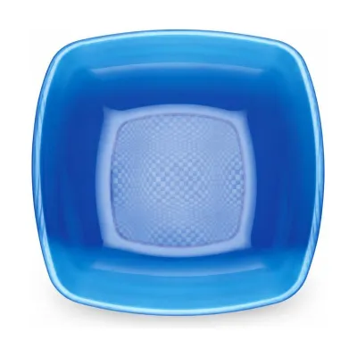 Piatti fondi quadrati riutilizzabili in polistirene blu trasparenti 18x18 cm - 25 pz