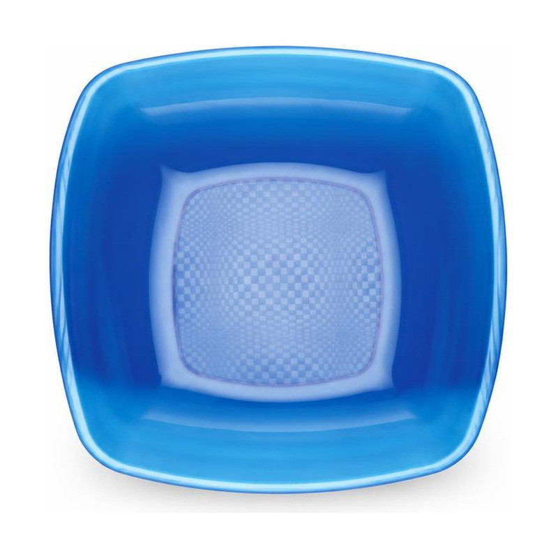 Piatti fondi quadrati riutilizzabili in polistirene blu trasparenti 18x18 cm - 25 pz