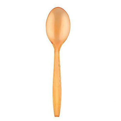 Cucchiai di plastica riutilizzabili arancio trasparenti 18,5 cm - 50 pz