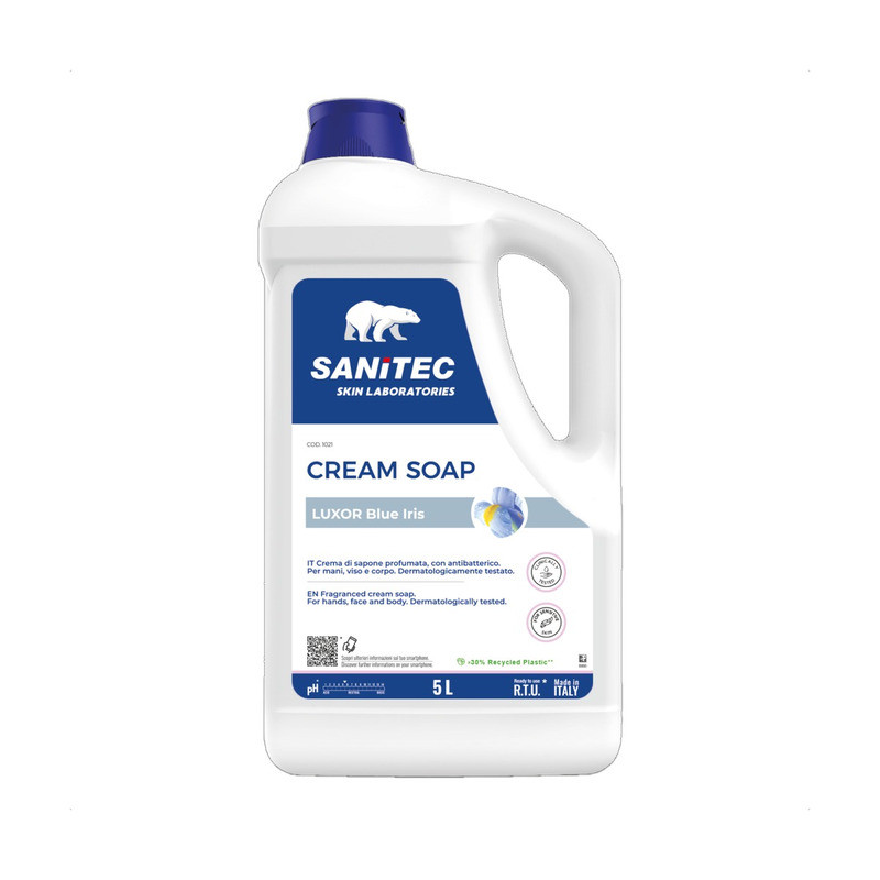Sapone mani in crema antibatterico Sanitec Luxor Blue Iris 5 L