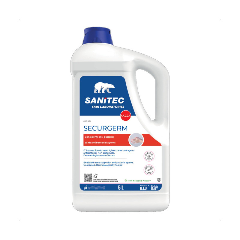 Sapone mani antibatterico non profumato Sanitec Securgerm 5 L