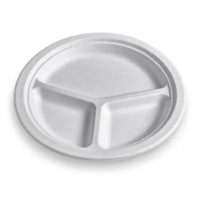 Piatti a 3 scomparti compostabili in polpa di cellulosa 26 cm - 50 pz