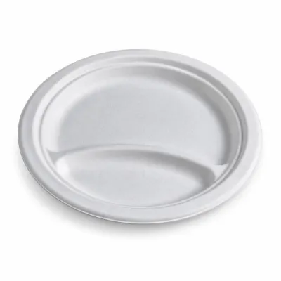 Piatti a 2 scomparti compostabili in polpa di cellulosa 22 cm - 50 pz