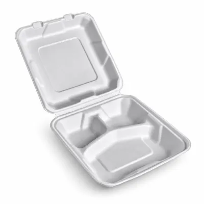 Lunch box da asporto compostabile 3 scomparti 1200 ml - 25 pz