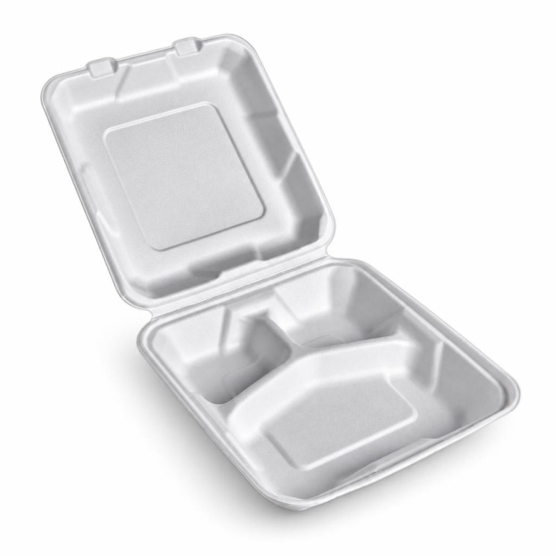 Lunch box da asporto compostabile 3 scomparti 1200 ml - 25 pz
