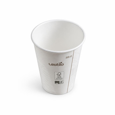 Bicchieri compostabili per bevande calde in cartoncino e Mater-Bi 240 ml - 50 pz