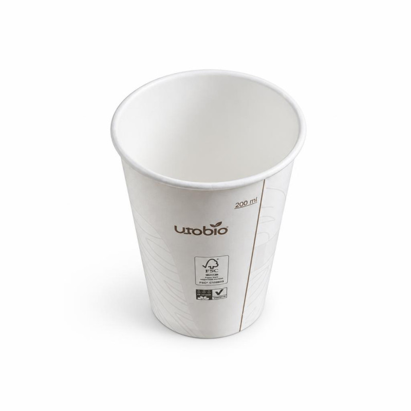 Bicchieri compostabili per bevande calde in cartoncino e Mater-Bi 240 ml - 50 pz