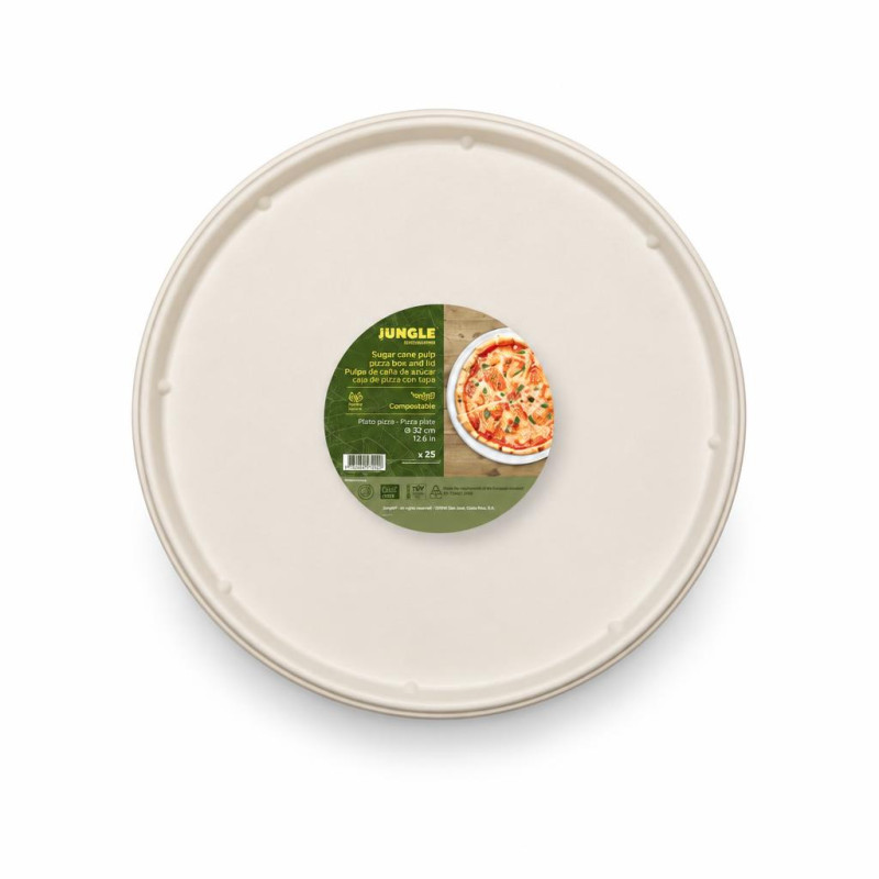 Piatti pizza compostabili in canna da zucchero Ø 32 cm - 50 pz