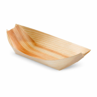 Piroghe in legno di pioppo piccole 9,5x5x1,5 cm per finger food Leone - 50 pz