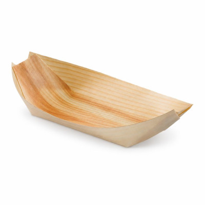 Piroghe in legno di pioppo medio-grandi 17,5x8,5x2 cm per finger food Leone - 50 pz