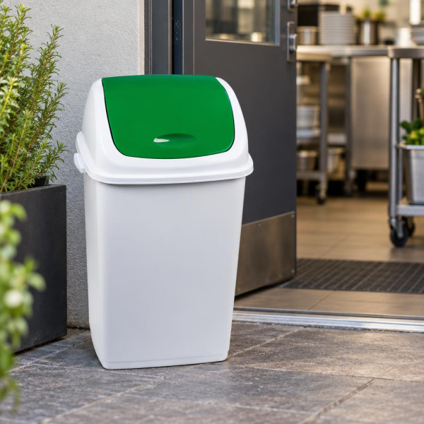Pattumiera 50 litri con coperchio basculante bianco e verde per raccolta differenziata Rif Basic Medial