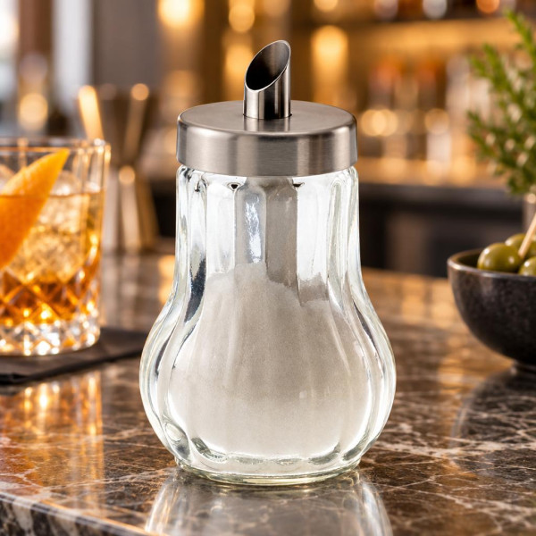 Dosatore per zucchero in vetro e acciaio inox 250 g Leone