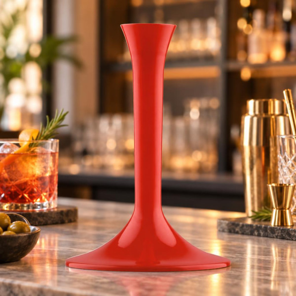 Gambi rosso china per flute, calici e coppe champagne in plastica - 20 pz