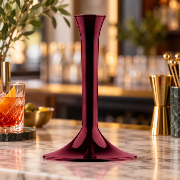 Gambi bordeaux per flute, calici e coppe champagne in plastica - 20 pz