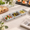 Vaschetta a 3 scomparti in melamina bianco Acquamarina 22x7x2,5 cm per aperitivi Leone