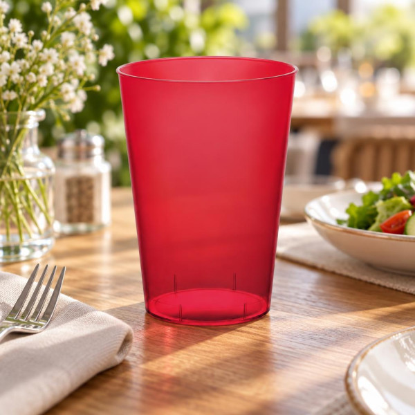 Bicchieri di plastica bordeaux trasparenti pesanti 200 ml riutilizzabili - 35 pz