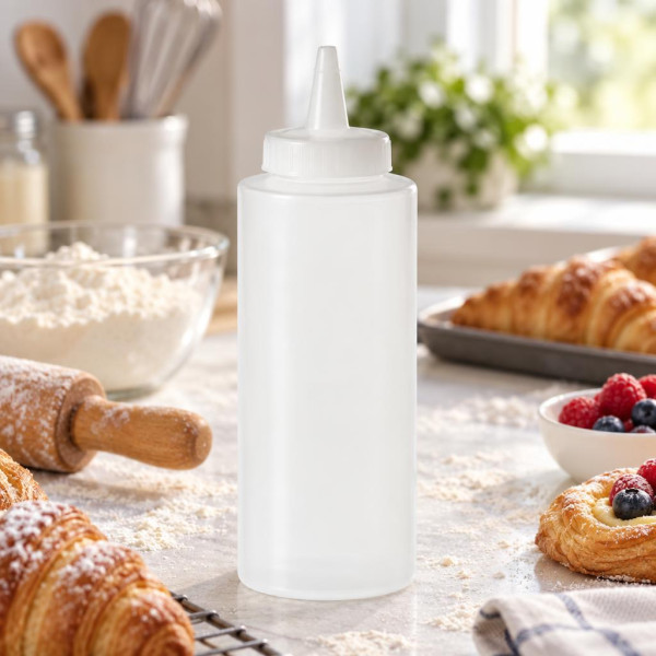 Dosatori squeeze per salse in plastica trasparente con tappo 230 ml Leone - 6 pz