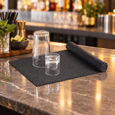 Tappeto antiscivolo nero 30x110 cm per bancone bar Leone