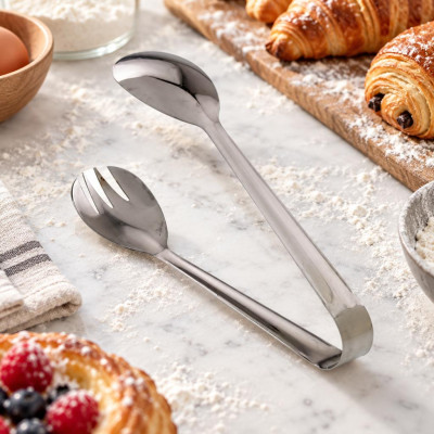 Pinza da servizio in acciaio inox 18 cm per buffet e pasticceria Leone
