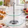 Alzata per dolci a 2 piani in acciaio inox e vetro Ø 26 cm h 30 cm Leone