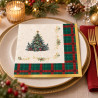Tovaglioli di carta natalizi Tartan Christmas 33 x 33 cm con albero di Natale, confezione da 16 Big Party