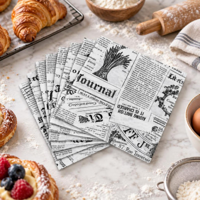 Cartine antigrasso Journal 40x32,5 cm bianche stampa giornale per alimenti, confezione da 500 Leone