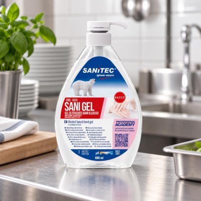 Gel igienizzante mani Sanitec Sani Gel alcolico 77% senza risciacquo con dosatore 600 ml