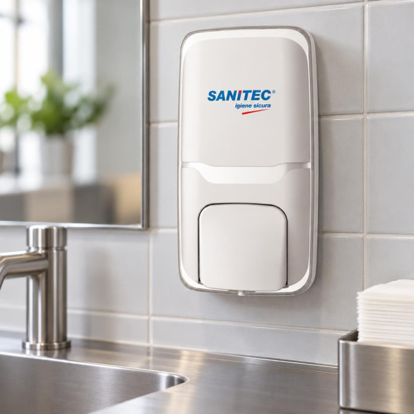 Dispenser manuale per sapone liquido o gel mani a rabbocco Sanitec Easy Soap bianco