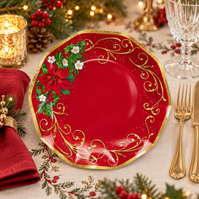 Piatti di carta natalizi Warm Christmas 21 cm - 8 pz