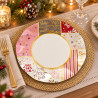 Piatti di carta natalizi Rose Gold Christmas 27 cm - 8 pz