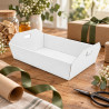 Vassoio cesto per confezioni regalo medio in cartone bianco con maniglie 34x29x10 cm portata 10 kg FAG