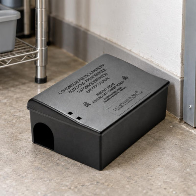 Erogatore per esche topicide Orma Masterbox Maxi nero per topi e ratti con chiave 25x16x10 cm