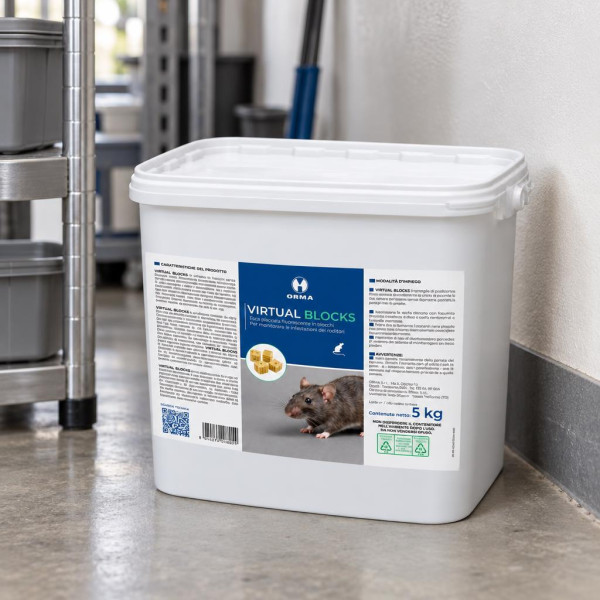 Esca di monitoraggio per topi e ratti senza veleno Orma Virtual Block in blocchetti - 5 kg