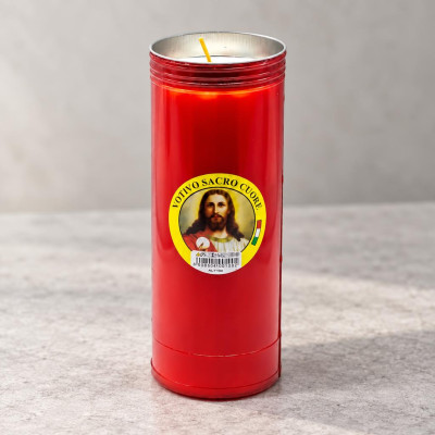 Lumini votivi rossi per cimitero T100 durata 7 giorni h 23 cm Ø 8 cm - 12 pz