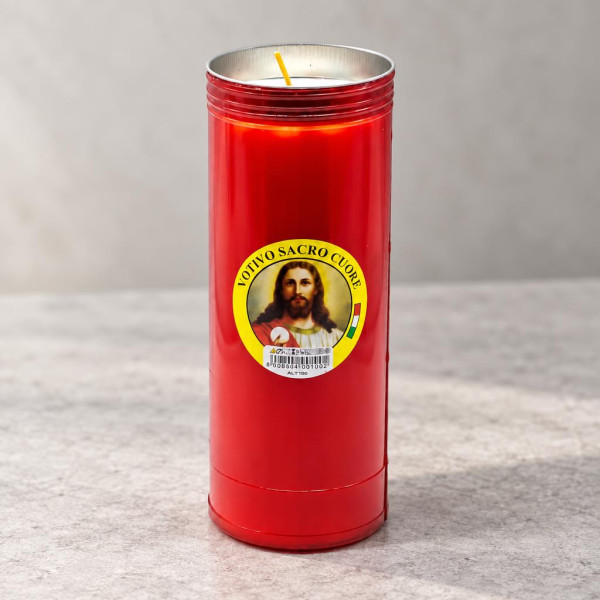 Lumini votivi rossi per cimitero T100 durata 7 giorni h 23 cm Ø 8 cm - 12 pz