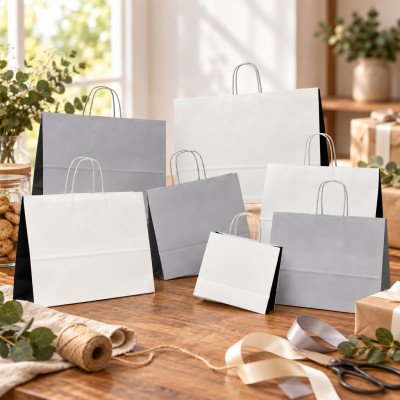 Shopper regalo in carta Duo Italy con maniglie ritorte, varie misure Carpad