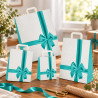 Shopper regalo in carta Fiocco con maniglie piatte bianche, varie misure Carpad