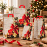Shopper regalo in carta Merry Christmas con maniglie piatte rosse, varie misure Carpad