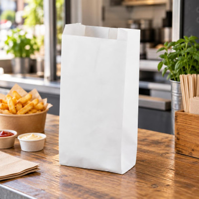 Sacchetti in carta kraft bianca con soffietto 10+7x22 cm 35 g/m² per alimenti e piccoli oggetti La Carta è - 1000 pz