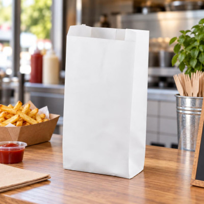Sacchetti in carta kraft bianca con soffietto 12+9x26 cm 35 g/m² per alimenti e piccoli oggetti La Carta è - 1000 pz