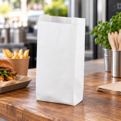 Sacchetti in carta kraft bianca con soffietto 14+10x30 cm 35 g/m² per alimenti e piccoli oggetti La Carta è - 1000 pz