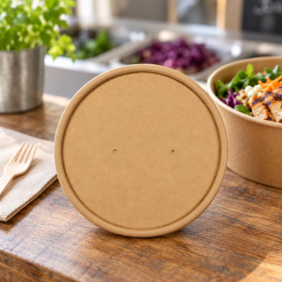 Coperchi in carta kraft laminata PP Ø 9 cm per porta zuppa 230 e 350 ml Dampe Jungle - 50 pz