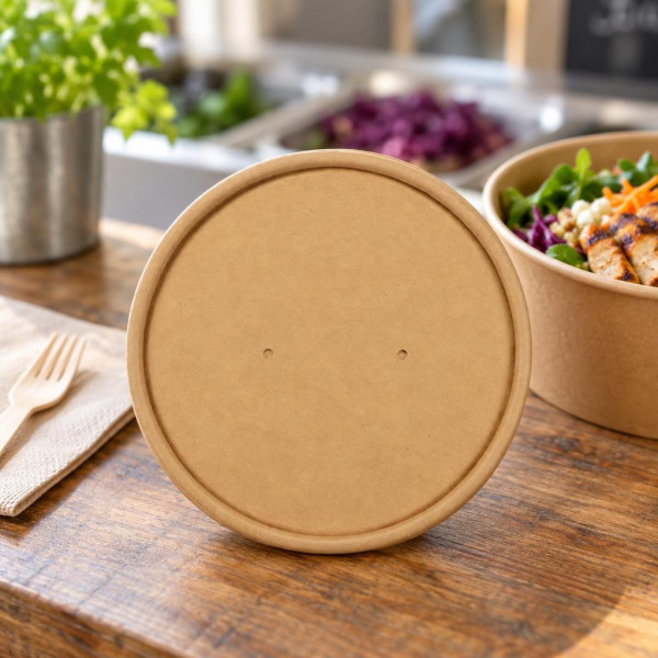 Coperchi in carta kraft laminata PP Ø 9 cm per porta zuppa 230 e 350 ml Dampe Jungle - 50 pz